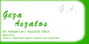 geza aszalos business card